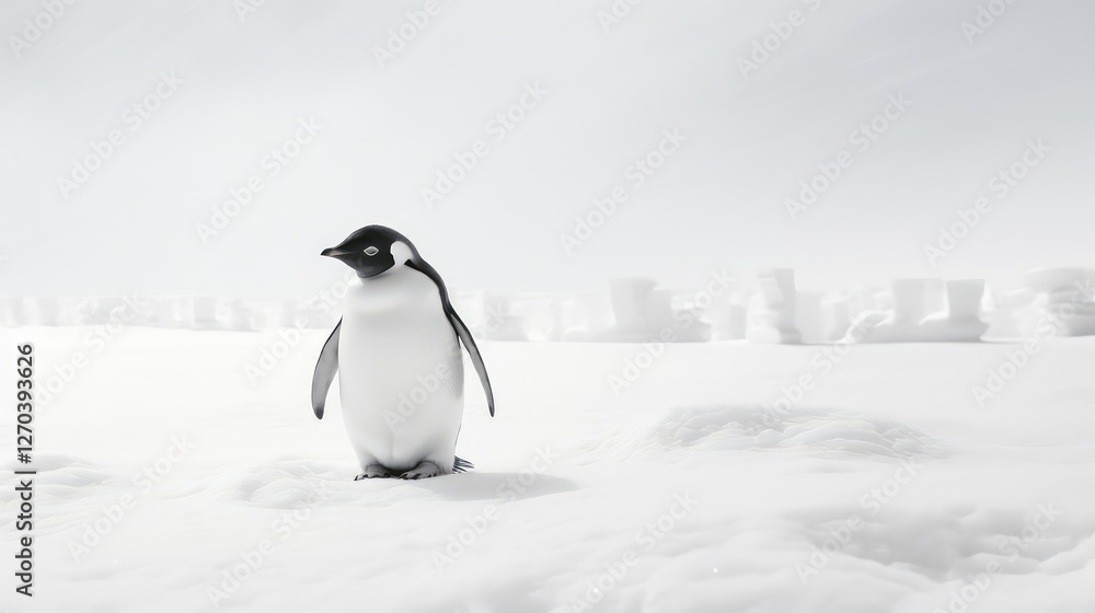 Naklejka premium antarctic wildlife photography white and black