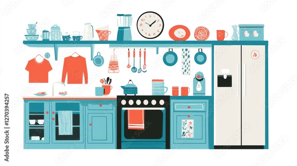 Modern Kitchen Interior with Appliances and Utensils Modern Kitchen Interior with Appliances and Utensils