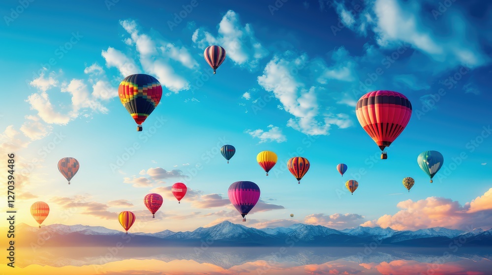Fototapeta premium sky hot air balloon blue