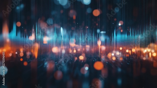 Abstract Digital Landscape with Bokeh Lights