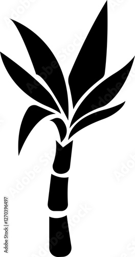 Bamboo, sugarcane vector icon , in glyph style designs elements, sweeteners for drinks. leaves, sugar ingredient stem. Design elements for social network and application. on transparent background.