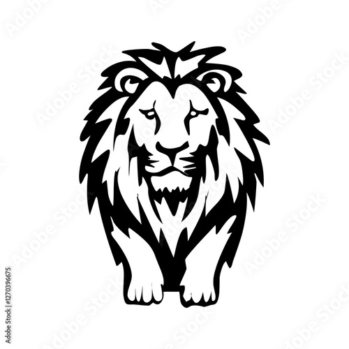 This serene yet dignified lion silhouette logo symbol reflects restrained strength and deep wisdom
