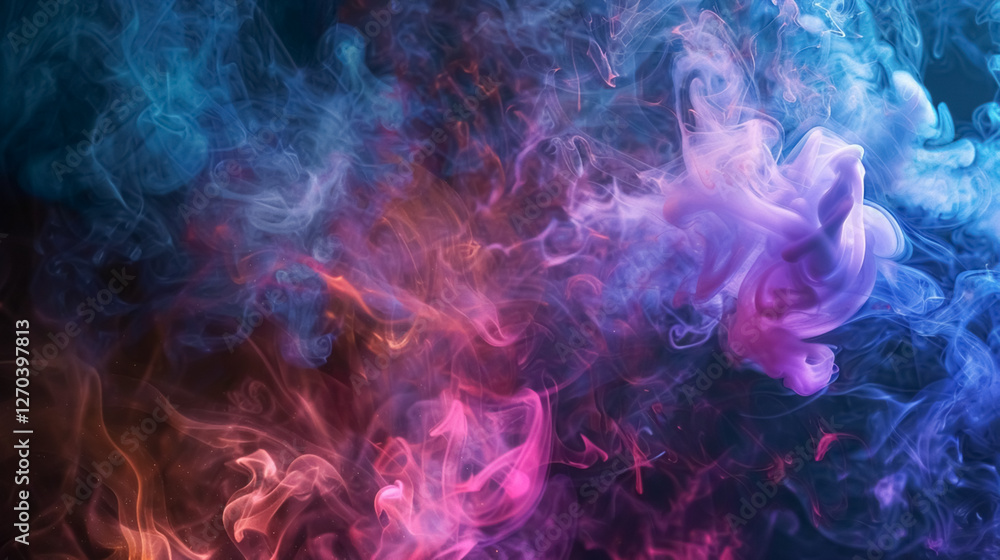 Vibrant, colorful smoke swirling against a dark background. Abstract and dynamic, perfect for adding a creative touch to designs or as a visually striking backdrop. Vibrant, colorful smoke swirling against a dark background. Abstract and dynamic, perfect for adding a creative touch to designs or as a visually striking backdrop.