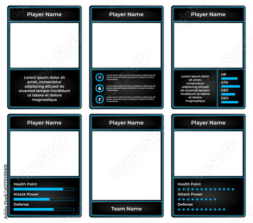 games bundle card border with modern theme and black and blue color, for in-game materials and trading cards