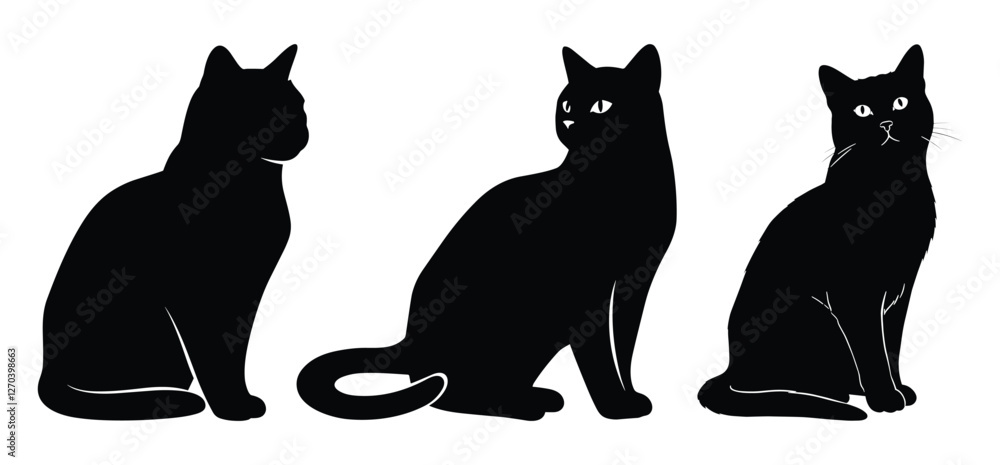 A cat silhouette illustration with white background A cat silhouette illustration with white background