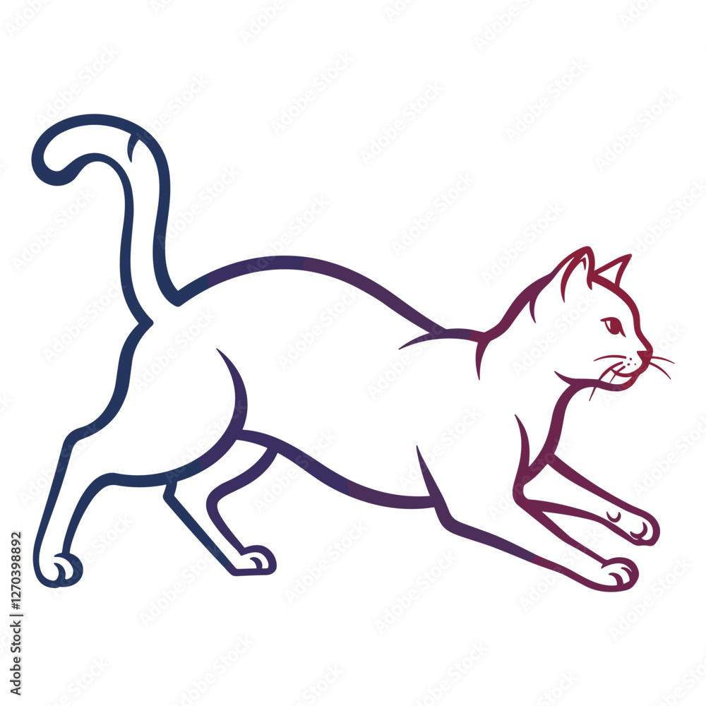 Fototapeta premium A cat silhouette illustration with white background