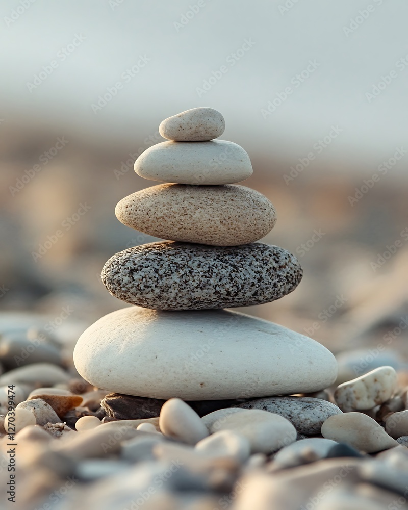 Stacked stones on beach, zen, balance, serenity. Stacked stones on beach, zen, balance, serenity.