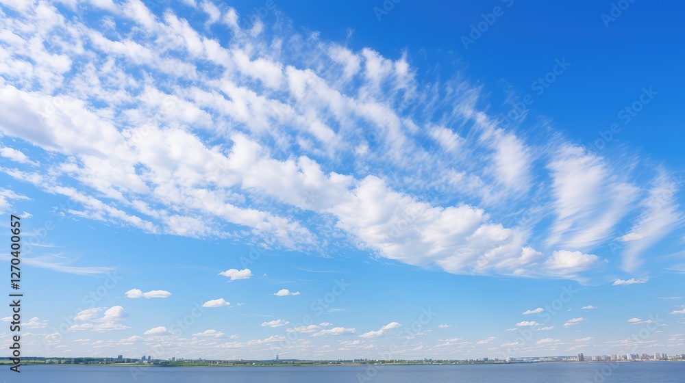 Obraz premium photo blue sky wispy clouds