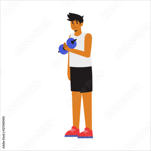 man doing dumbbell curl, showcasing proper form and controlled movement.  the biceps contraction as he lifts the dumbbells, focusing on strength training and muscle development. 