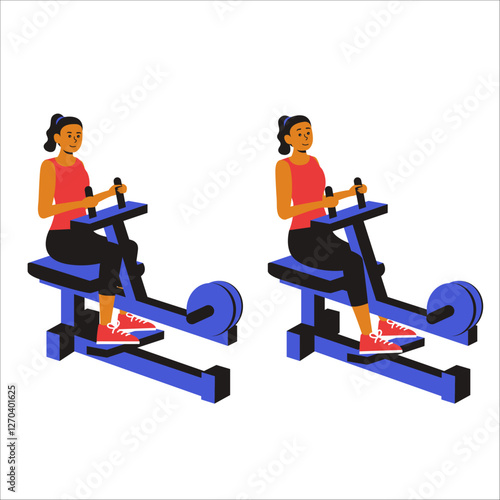 a girl performing Leg Exercises, focusing on strength, endurance, and flexibility. The animation showcases a variety of lower-body movements such as squats, lunges, leg raises, and glute bridges