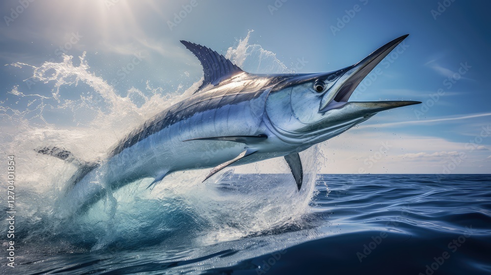 Obraz premium leap white marlin