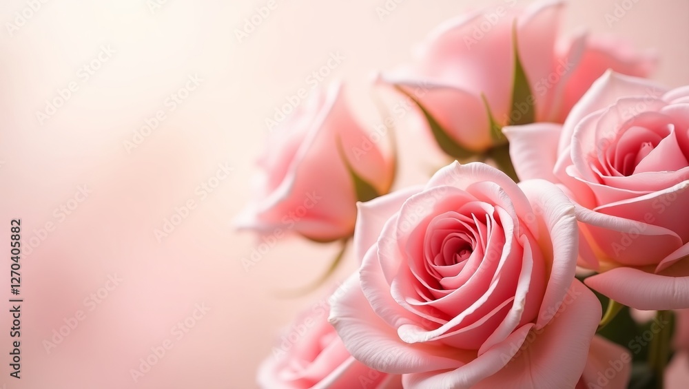Fototapeta premium Soft Pink Roses in Blurred Pastel Tones for Background Texture