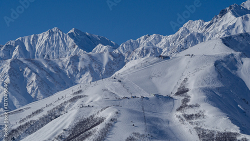 八方尾根スキー場と北アルプス　長野県白馬村