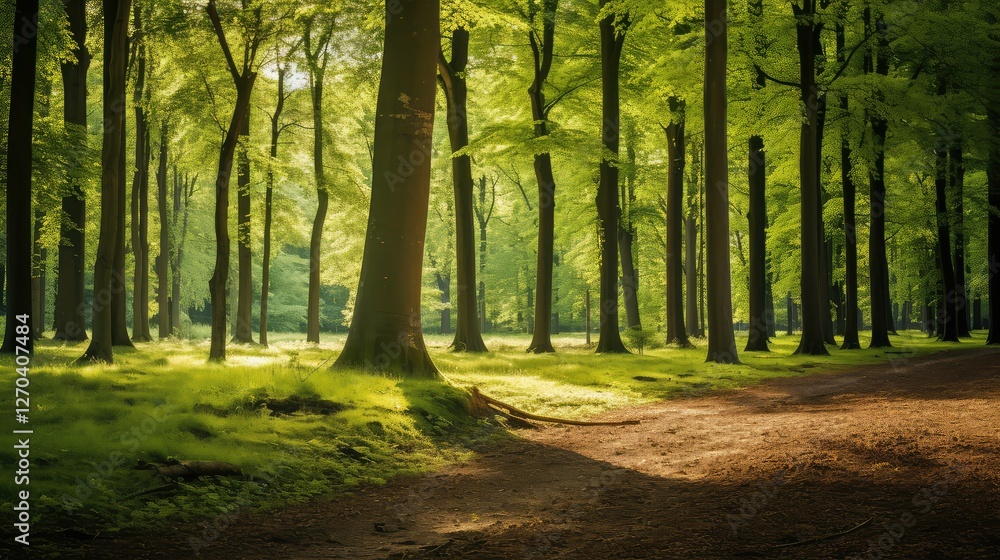 Naklejka premium sunlight trees banner