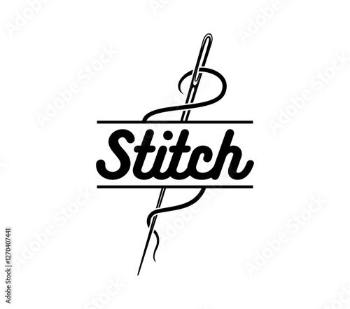 Tailor workshop, embroidery craft icon. Clothing repair service or atelier business vector icon, fashion designer workshop or tailor handicraft badge. Dressmaker studio emblem with needle and thread