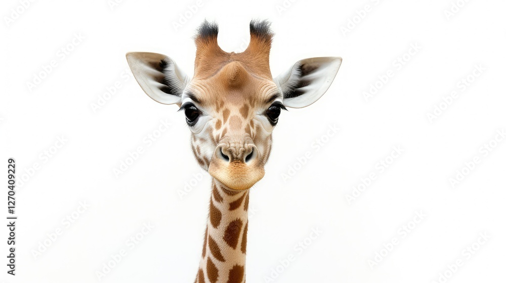 Obraz premium baby giraffe white background