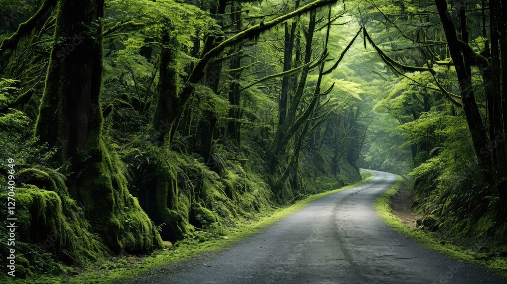 Naklejka premium hillside green road