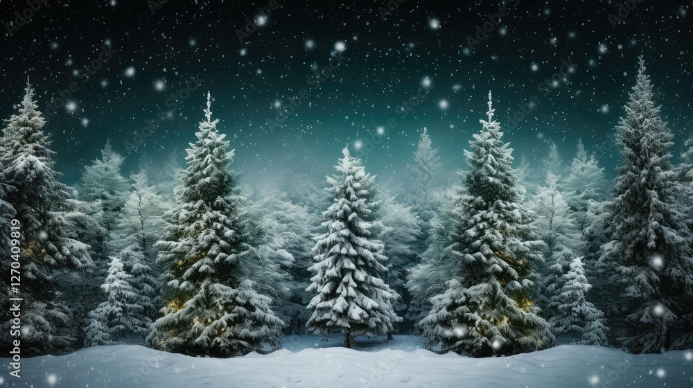 snow pine tree group