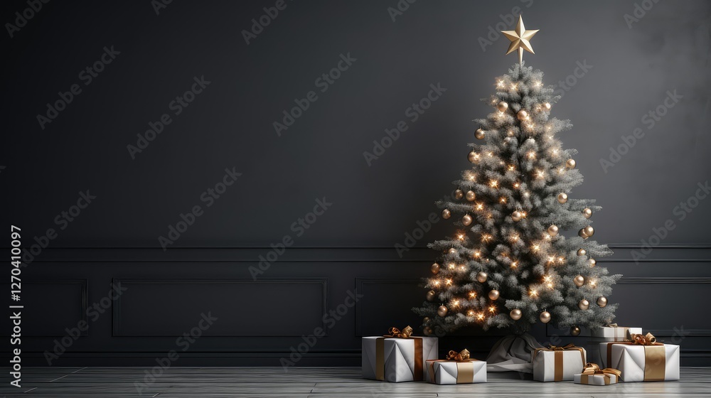 Fototapeta premium serene christmas tree dark
