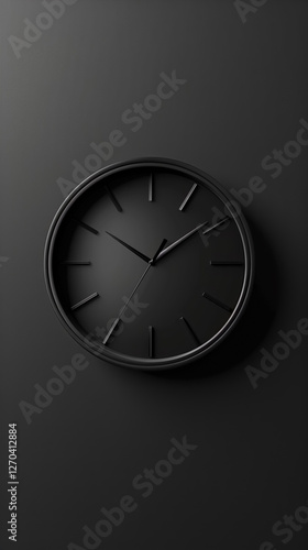 Wallpaper Mural Minimalist black clock on a black background. Modern, elegant design for timekeeping or related concepts.  Simple, stylish, and versatile for various creative projects Torontodigital.ca