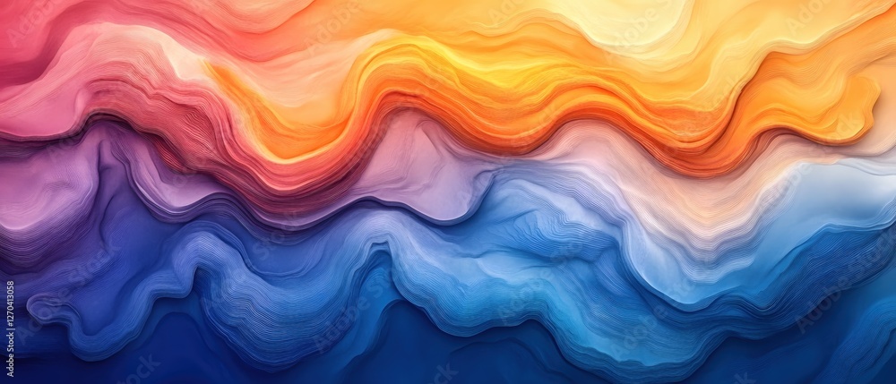 Abstract Gradient Waves of Color Blending from Warm Orange to Cool Blue Artistic Design Abstract Gradient Waves of Color Blending from Warm Orange to Cool Blue Artistic Design