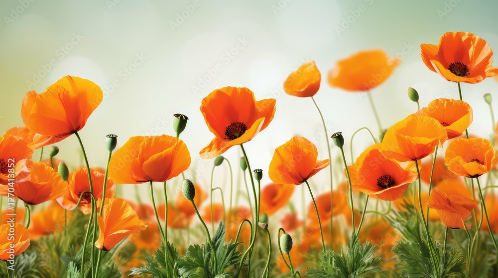 Obraz premium orange spring flower border