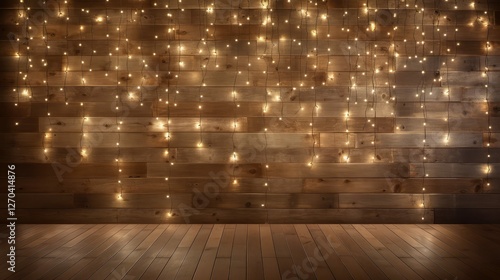 Wallpaper Mural warm string lights wood background Torontodigital.ca