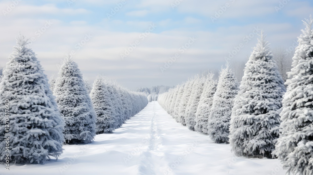 Obraz premium fresh tree farm snow