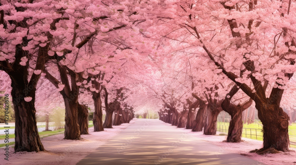 cherry road in spring cherry road in spring