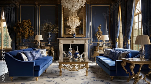 elegance royal blue and gold photo