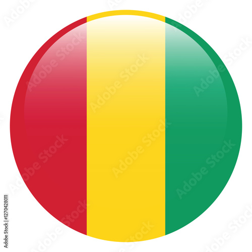 Flag of Guinea. Guinea round flag logo icon computer vector illustration design