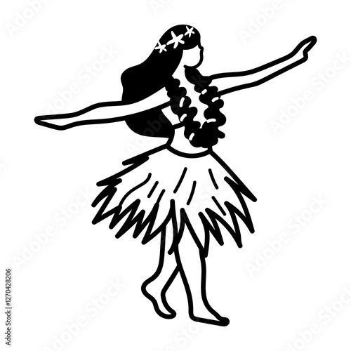 A hand drawn icon of hula dancer 
