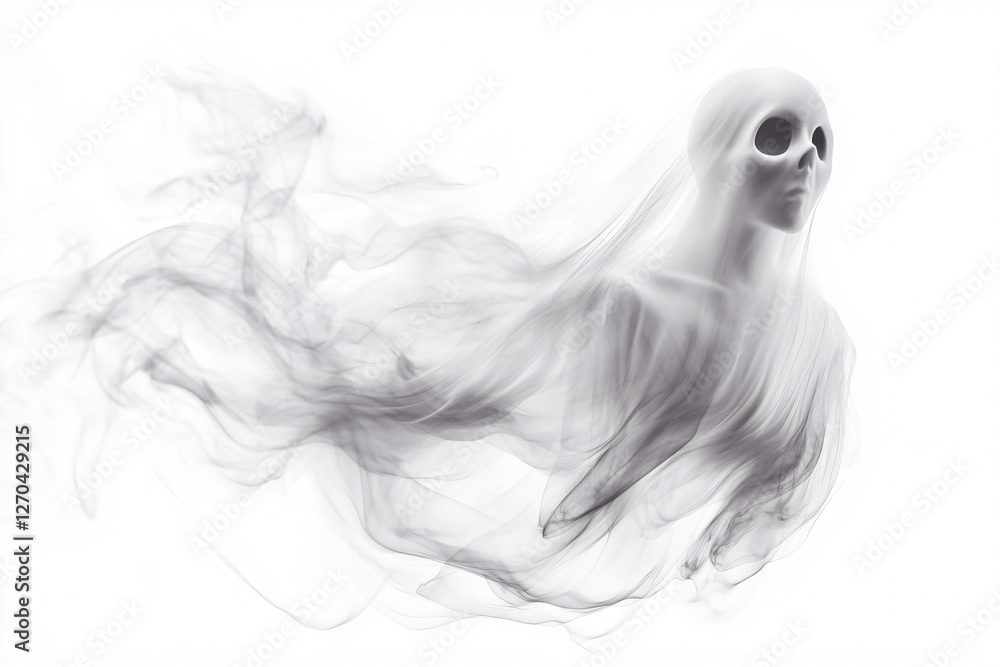 abstract ghostly figure in smoke and white veil halloween concept illustration abstract ghostly figure in smoke and white veil halloween concept illustration