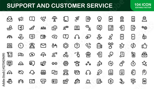 Support and Customer Service Icon Set. Scalable Icons for Client Care, Troubleshooting, Service Management, and Assistance