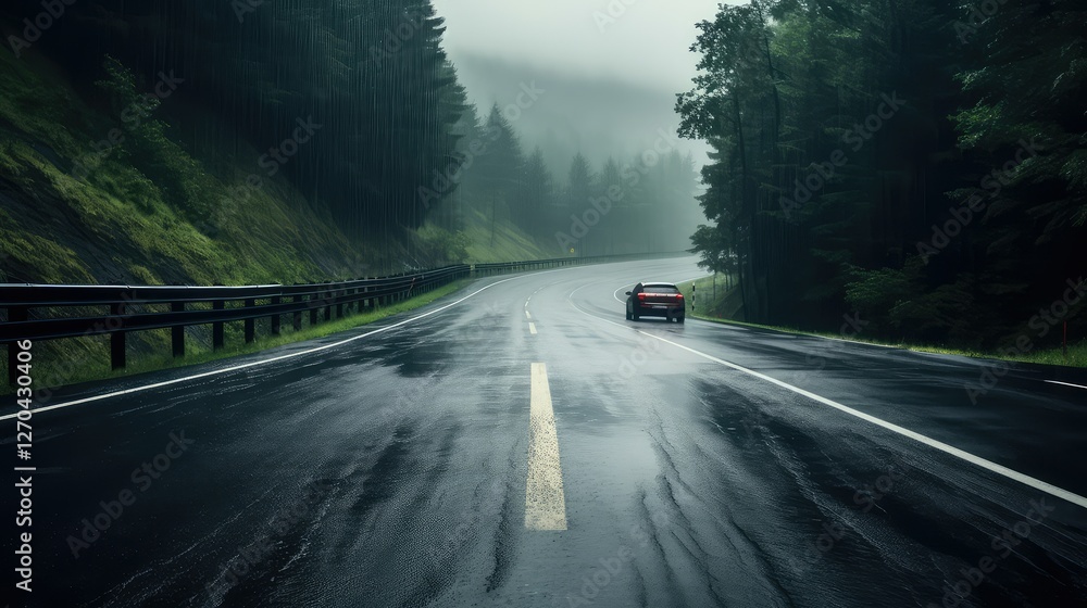 Fototapeta premium mist rainy road