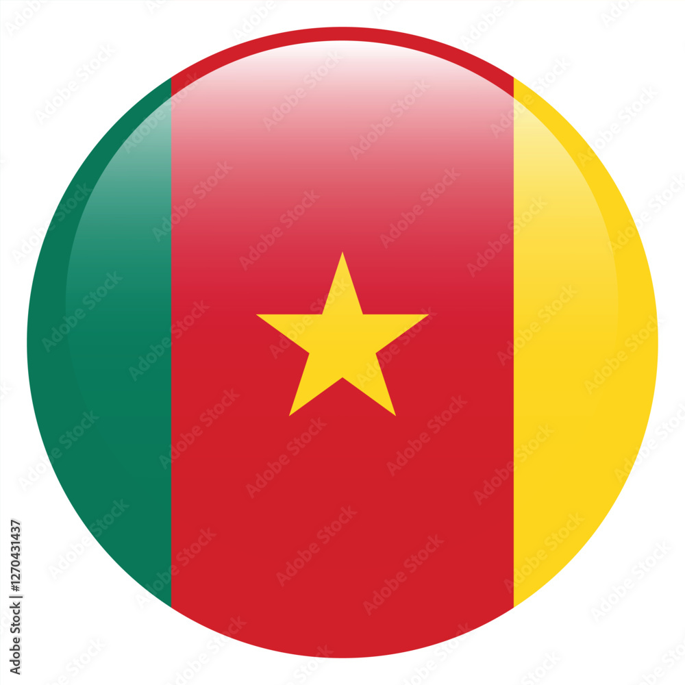 Flag of Cameroon. Cameroon round flag logo icon computer vector illustration design Flag of Cameroon. Cameroon round flag logo icon computer vector illustration design