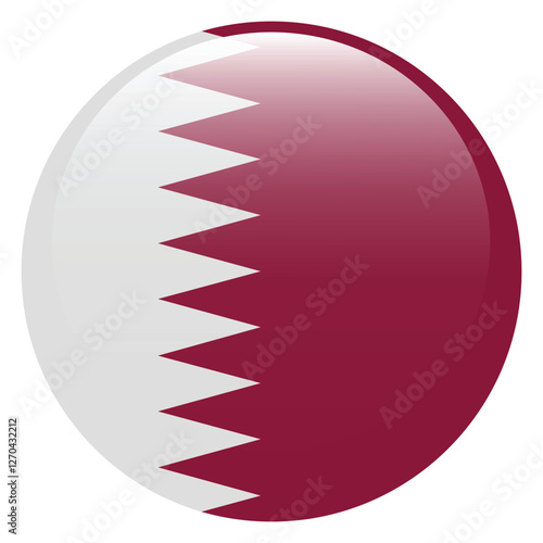 Flag of Qatar. Qatar round flag logo icon computer vector illustration design