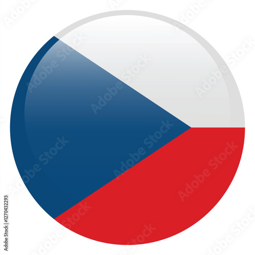 Flag of Czech. Czech round flag logo icon computer vector illustration design