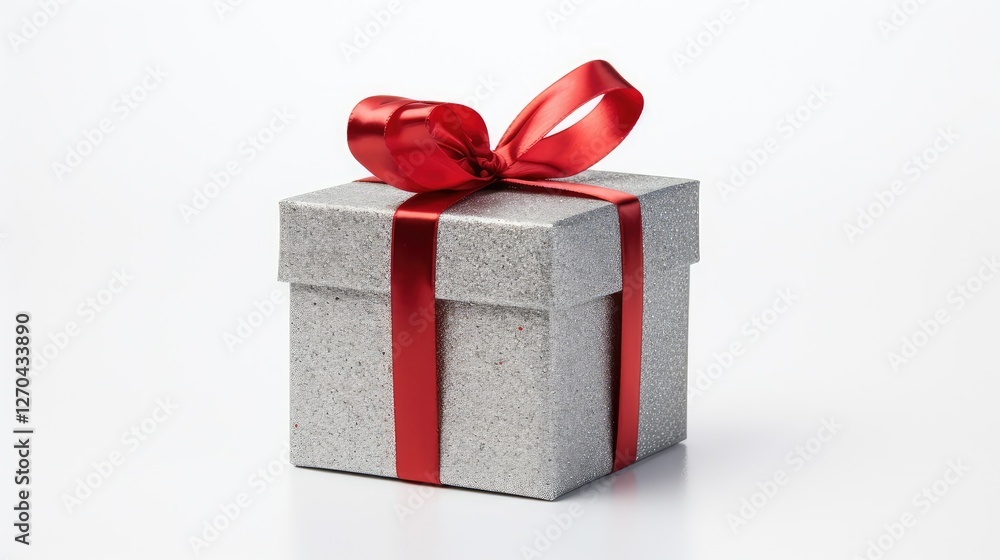 Obraz premium ribbon present box white background