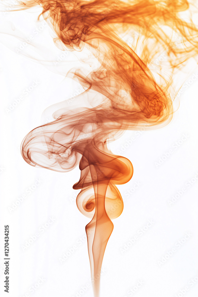 Fototapeta premium abstract orange smoke swirls and shapes on white background
