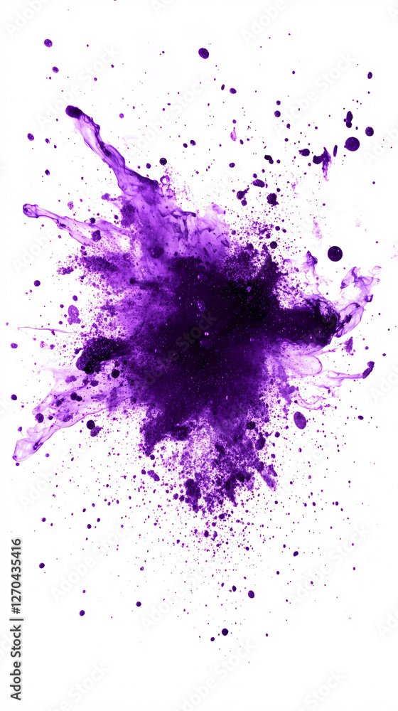 Fototapeta premium purple ink splash explosion on white background