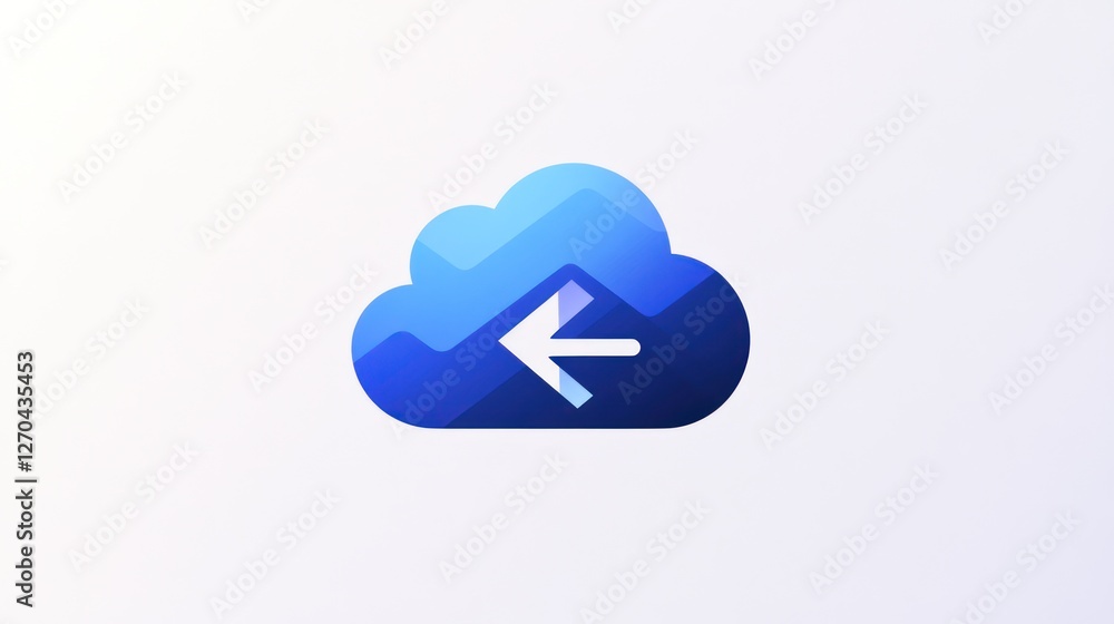 Cloud data backup, left arrow, digital storage, website design Cloud data backup, left arrow, digital storage, website design