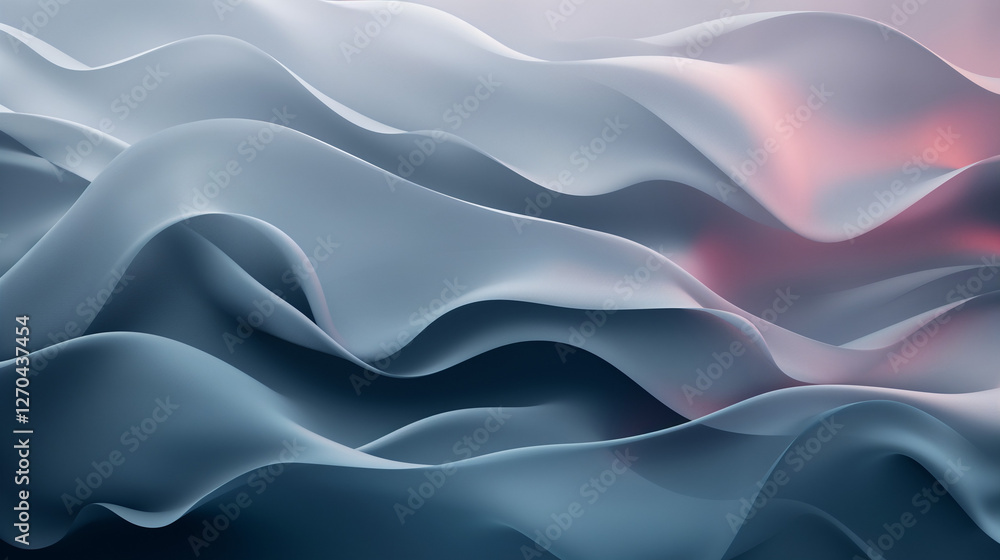Obraz premium Smooth blue silk fabric with a flowing wave pattern