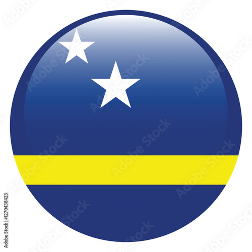 Flag of Curacao. Curacao round flag logo icon computer vector illustration design