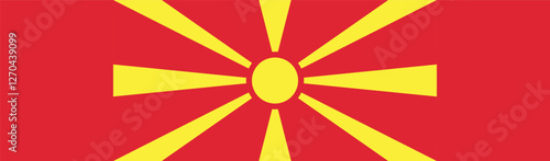 Flag of North Macedonia. North Macedonia flag long banner digital vector illustration