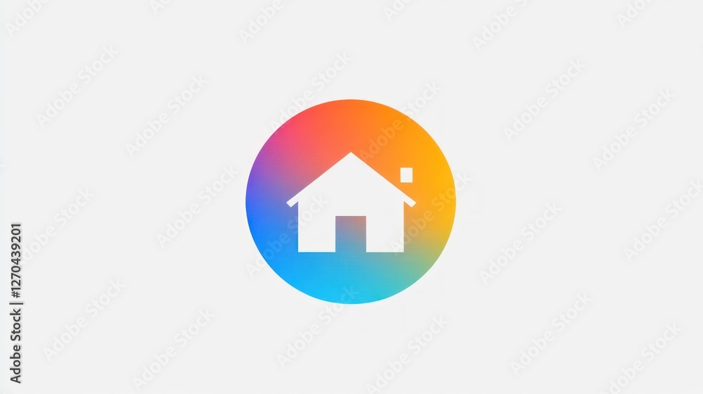 Colorful home icon, digital design, website button Colorful home icon, digital design, website button