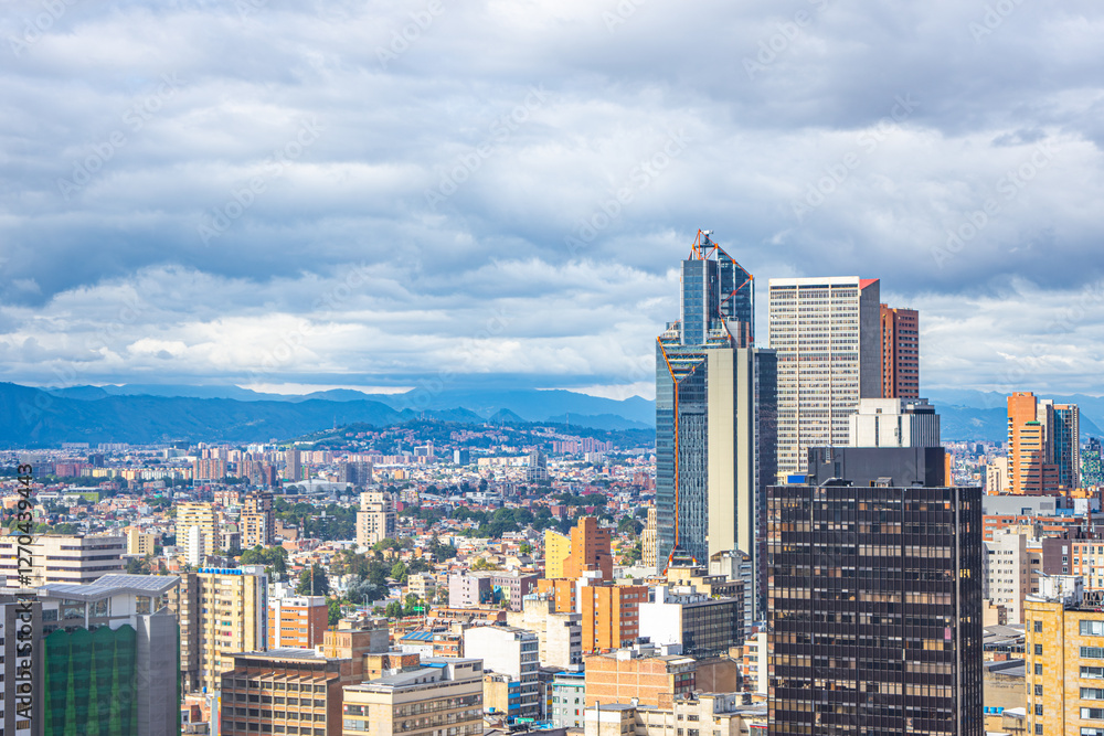 Stunning View of Bogotá: A Vibrant Colombian Cityscape with Mountains in the Background Stunning View of Bogotá: A Vibrant Colombian Cityscape with Mountains in the Background