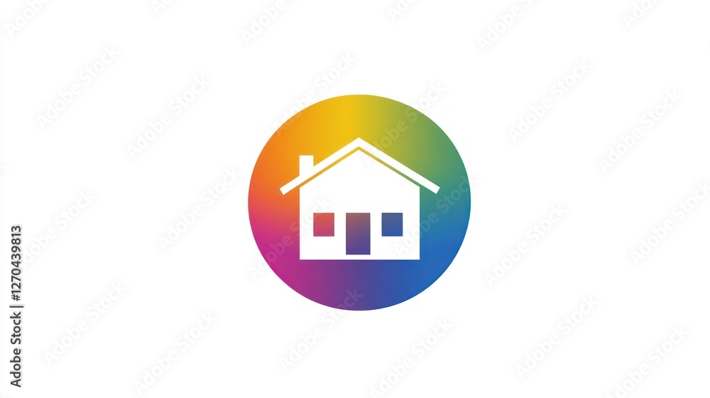 Rainbow home icon; digital art; website design Rainbow home icon; digital art; website design