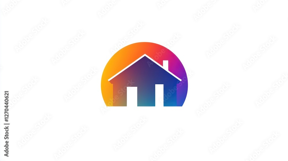House sunset icon; home, real estate, warmth, design House sunset icon; home, real estate, warmth, design