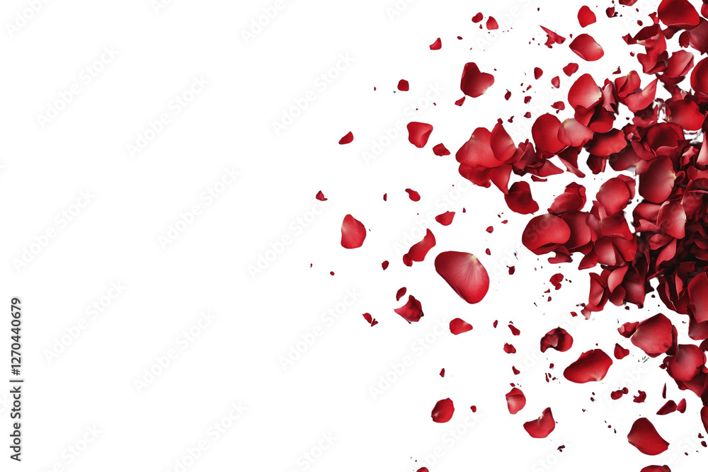 Red rose petals scattered on Transparent PNG format Background. Red rose petals scattered on Transparent PNG format Background.